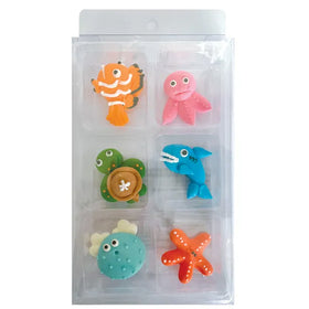 Edible Cupcake Toppers Decorations Sea Ocean Animal 6pcs