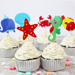 Sea Creatures Paper Cupcake Picks 24pcs