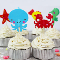 Sea Creatures Paper Cupcake Picks 24pcs