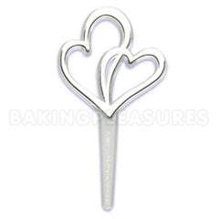 Silver Double Hearts Cupcake Picks 12pcs