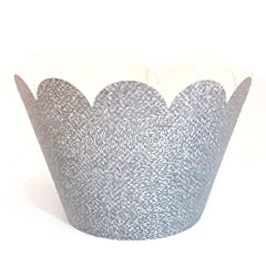 Silver Shimmer Cupcake Wrappers 12pcs