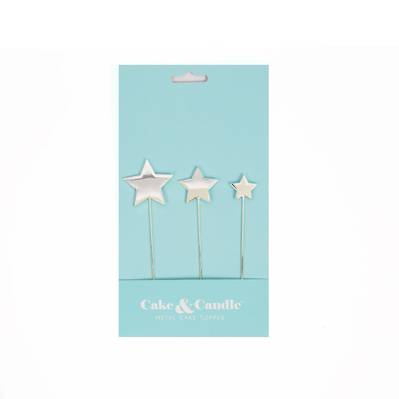 SILVER Metal Cake Topper - STARS