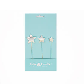 SILVER Metal Cake Topper - STARS