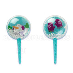 Snowglobe & Snowflake Picks 6pcs