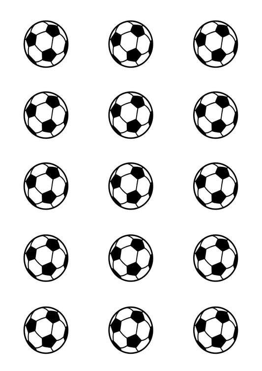 Soccer Balls 15 x Edible Cupcake Cookie Toppers