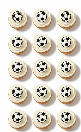Soccer Balls 15 x Edible Cupcake Cookie Toppers