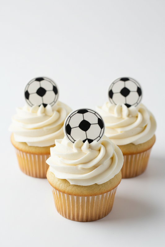 Soccer Balls 15 x Edible Cupcake Cookie Toppers