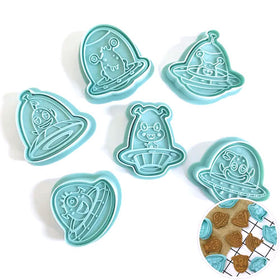 Space Alien Cookie Cutter Embosser 6pcs
