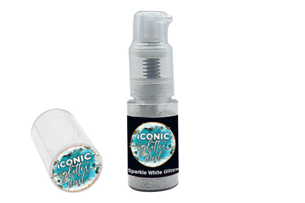 ICONIC Edible Glitter Dust Spray White Ultra Sparkle Puff Glitter 10g