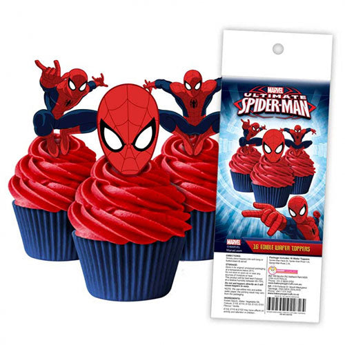 Spiderman Edible Wafer Cupcake Toppers 16pcs