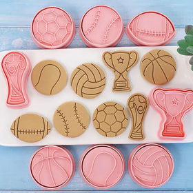 Sport Cookie Cutter Embosser 8pcs