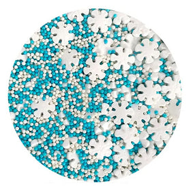 Sprinkd Blue White Christmas Snowflake Mix Sprinkles 60g