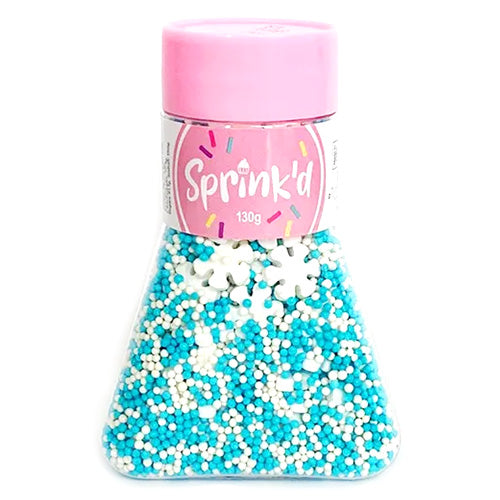 Sprinkd Blue White Christmas Snowflake Mix Sprinkles 120g