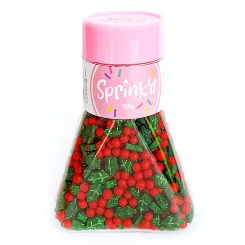 Sprinkd Christmas Holly & Berry Sprinkles 100g