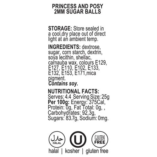 SPRINK'D | PRINCESS & POSY | SUGAR BALLS 2MM | 60G