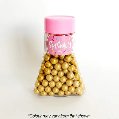 Sprinkd 8mm Sugar Pearl Gold Shiny Sprinkles 100g