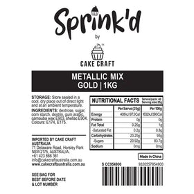 Sprink'd | Gold Metallic Mix Rods Cachous Pearls Sprinkles | 500g