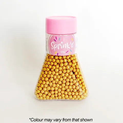 Sprinkd 4mm Sugar Pearl Gold Shiny Sprinkles 100g