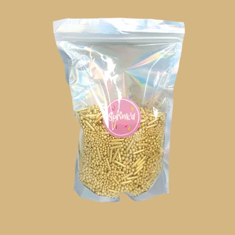 BULK Sprinkd Gold Metallic Mix Rods Cachous Pearls Sprinkles 1kg