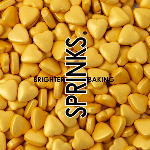 Sprinks Pearl Gold 10mm Hearts Sprinkles 85g