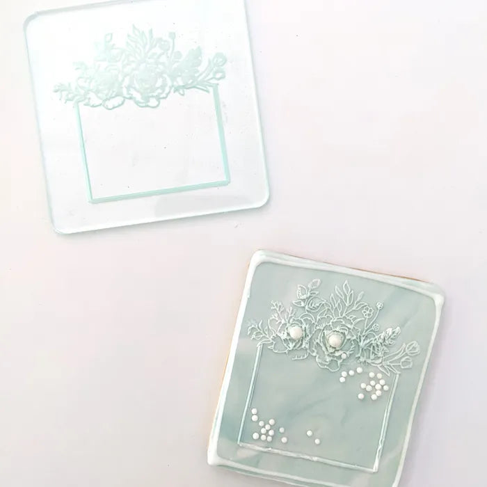Floral Square Frame | Cookie Debosser Stamp