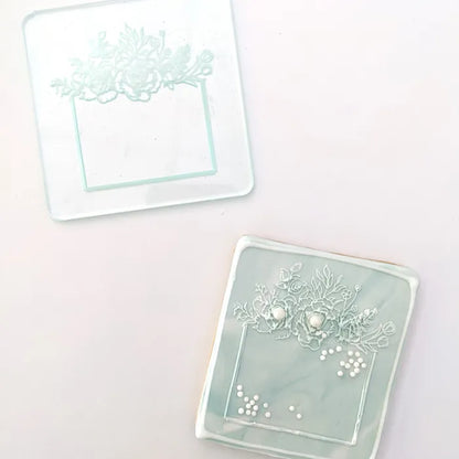 Floral Square Frame | Cookie Debosser Stamp
