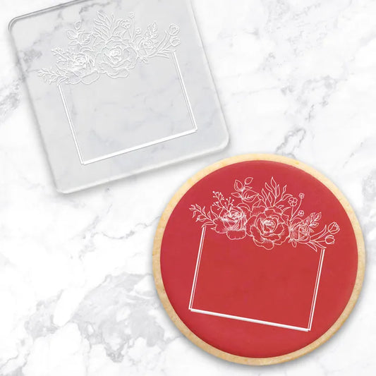 Floral Square Frame | Cookie Debosser Stamp