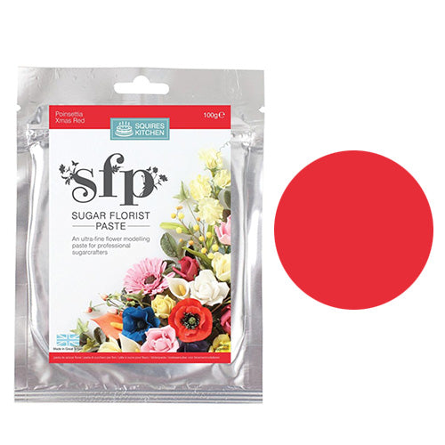 Squires Kitchen Poinsetta Christmas Red Sugar Florist Paste 200g