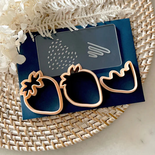 Strawberry Cutter and Debosser Set (Little Biskut) Cookie Fondant