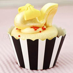 Striped Black & White Cupcake Wrappers 12pcs