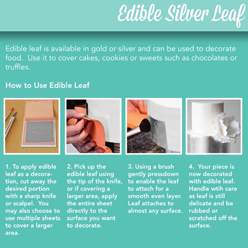 Genuine Edible Silver Leaf Transfer Sheets 5pcs