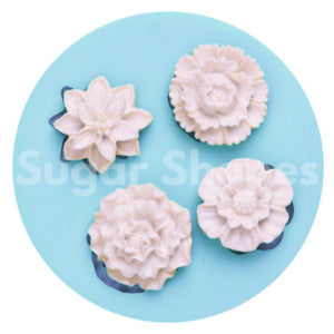 Sugar Shapes 4 Assorted Flowers Silicone Mould