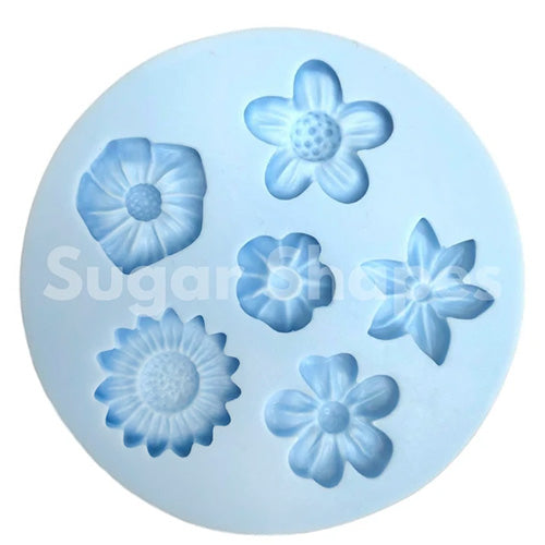 Sugar Shapes 6 Assorted Flowers Silicone Mould