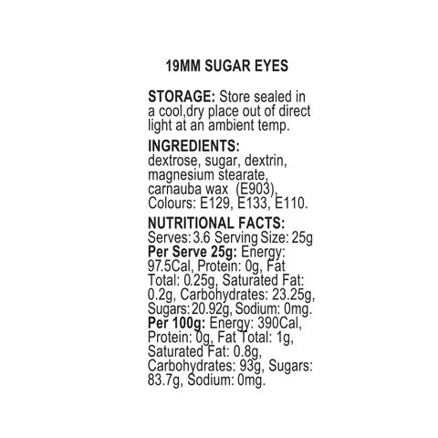 Sprinkd Edible Large Sugar Eyes 19mm 90g