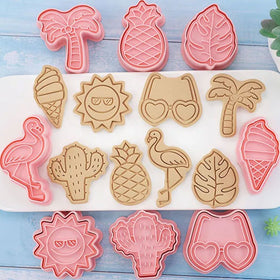 Summer Cookie Cutter Embosser 8pcs