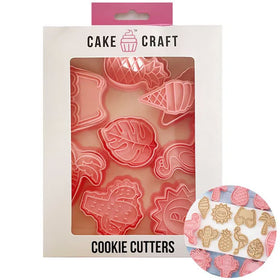 Summer Cookie Cutter Embosser 8pcs