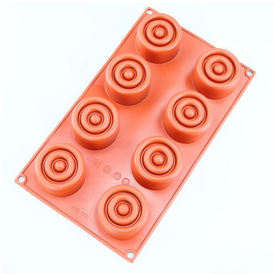 Textured Round Silicone Baking Mould 8 Cavity