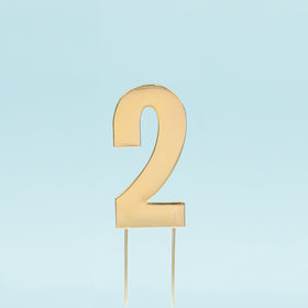 BOLD  Cake Topper (7cm) - GOLD NUMBER 2