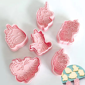 Unicorn Cookie Cutter Embosser 6pcs