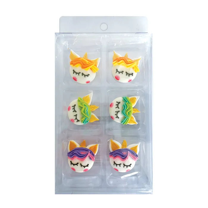 Edible Cupcake Toppers Decorations Unicorn Face 6pcs