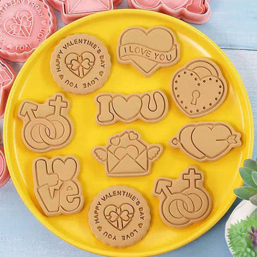 Valentines Day Cookie Cutter Embosser 8pcs
