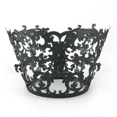 Vines Pearl Gunmetal Black Lace Cupcake Wrappers 12pcs