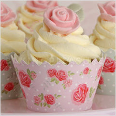 Vintage Rose Pink Reusable Cupcake Wrappers 12pcs