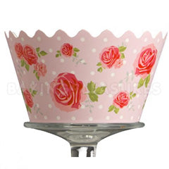 Vintage Rose Pink Reusable Cupcake Wrappers 12pcs