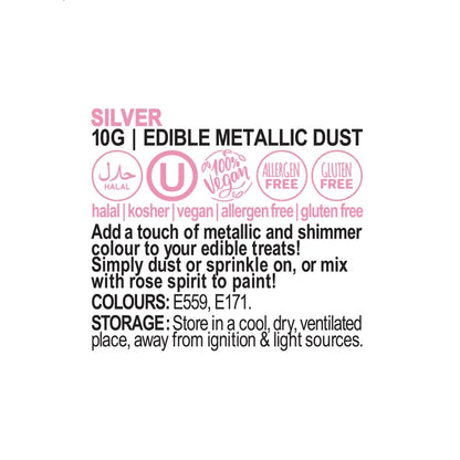Vivid Metallic Edible Dust Silver 10g