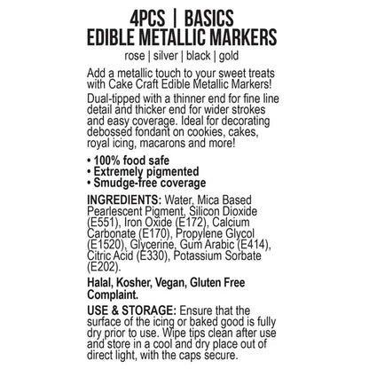 Vivid Edible Metallic Food Pen Markers Basics | 4 Pack