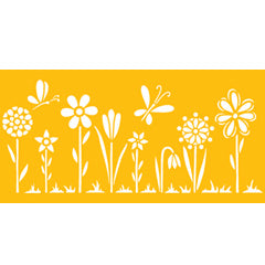 Whimsical Flowers Side Cake Stencil