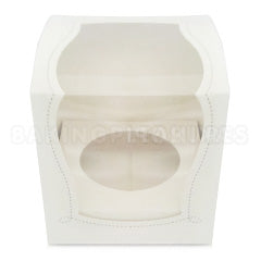 White Cupcake Boxes Fancy Window w White Insert 6pcs