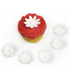 White/Ivory Textured Flowers Edible Cupcake Toppers 12pcs