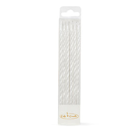 SPIRAL Cake Candles PEARLISED WHITE (Pack of 12)